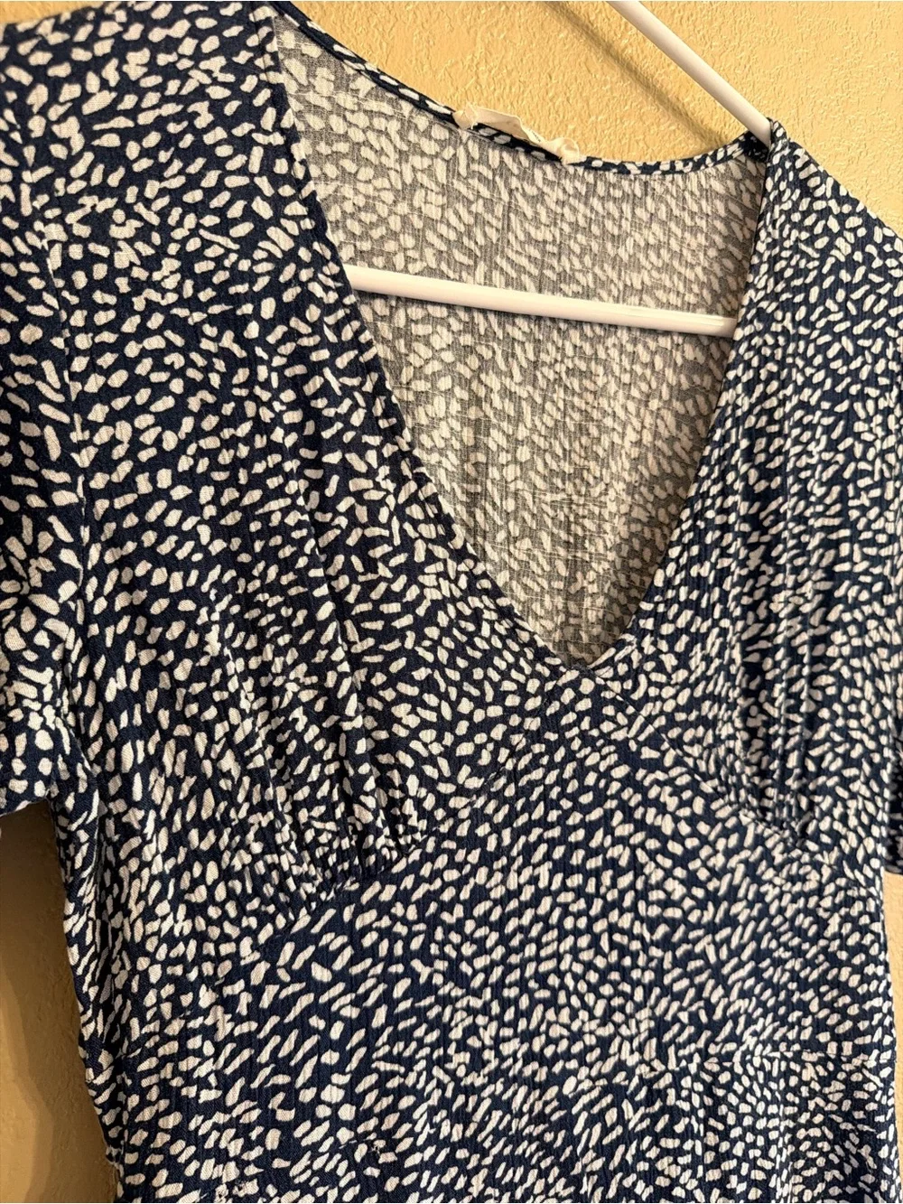 Lovestitch Navy Blue Printed V-Neck Dress